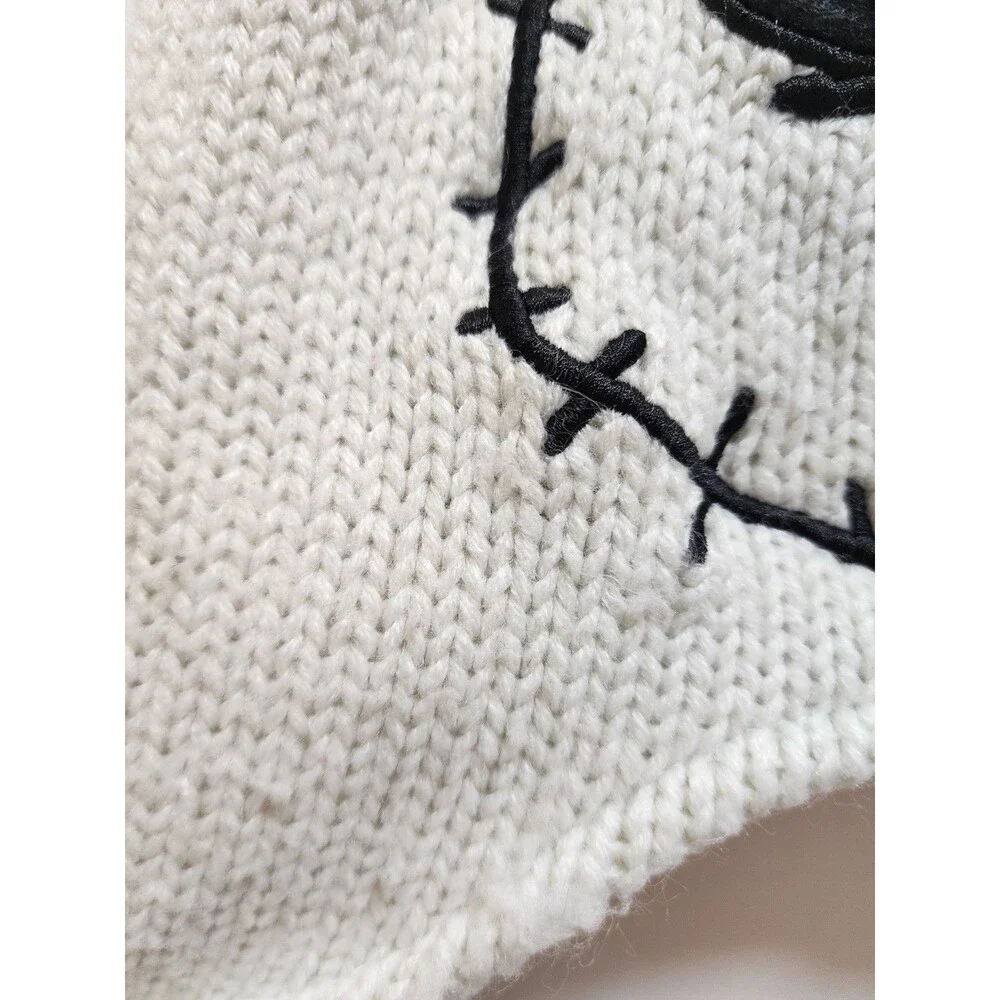 Disney Nightmare Before Christmas White Beanie Jack Skeleton Knit Hat Spooky